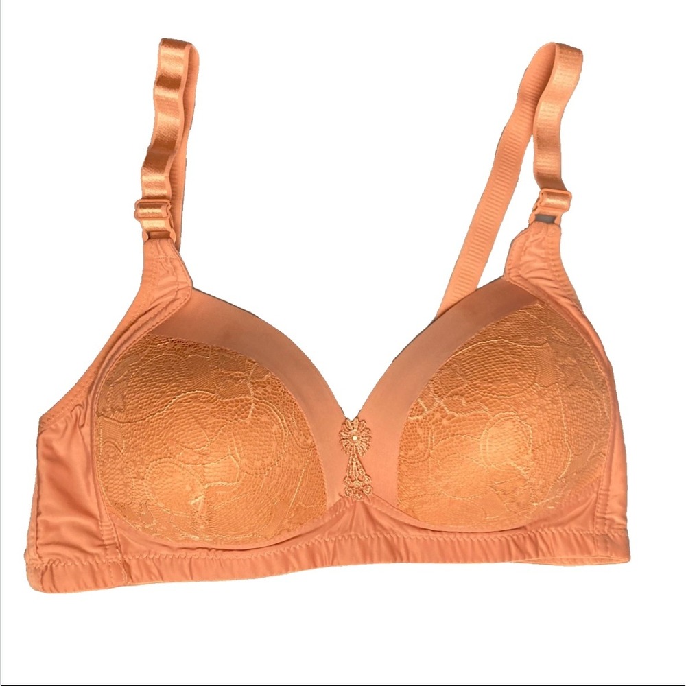 38 D Prima Valentina Wireless Lace Bra Peach pink